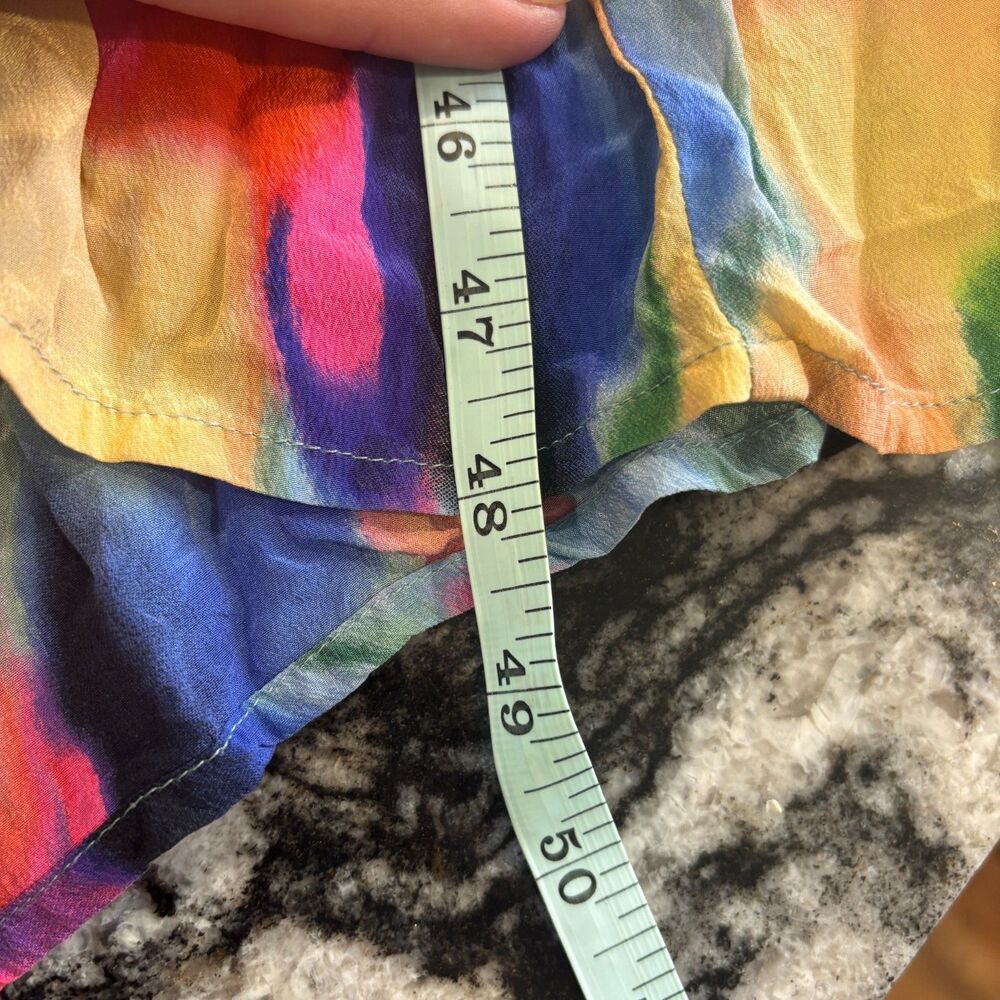 Anthropologie Maeve Silk Aloisia Watercolor Maxi Dress w/ Peekaboo Skirt Size 2P - Picture 8 of 8
